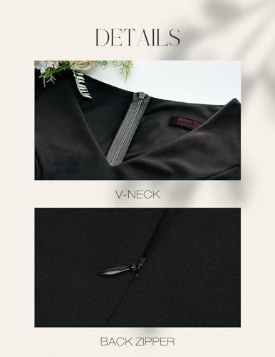 Image of DRESSTELLS Women's Cocktail Dress Summer Wedding Guest Party Vintage 3 /4 Bell Sleeve V Neck A-Line Dress