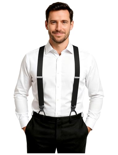 Flexibond Mens Suspenders for Dress Pants: Y-Back Button Adjustable - Elastic Support for Reliability in Business & Wedding(Age 30-55)