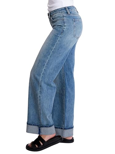 YMI Women's Brittany Low Rise Wide Leg Cuff Jeans2