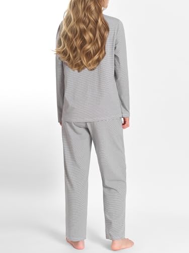 Image of Latuza Women's Petite Cotton Pajama Set Striped Button Down Pjs