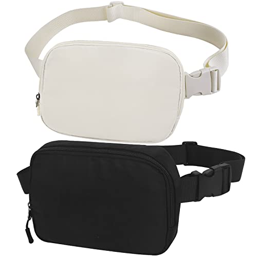 2Pack Unisex Fanny Belt Bag with Adjustable Strap Fashionable Mini Waist Packs for Runnning Workout Hiking Travelling and Everywear Daily Use 2BW
