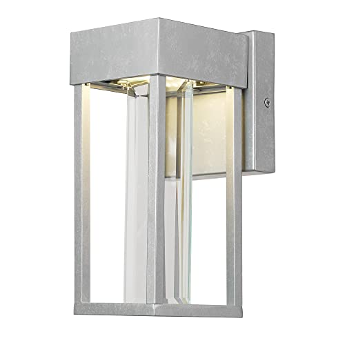 Image of Globe Electric 44880 Bowie 1-Light LED Integrated Outdoor Wall Sconce, Galvanized Steel, Bulb Not Included