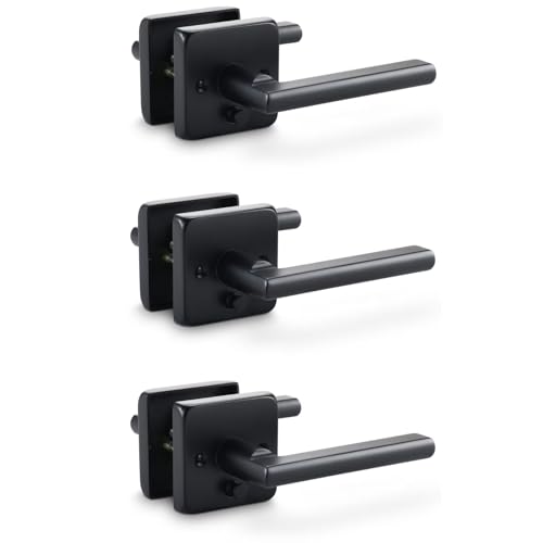 Linkaa Door Handles Levers Interior with Push Lock,Privacy,Matte Black