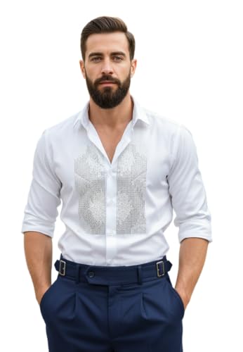 Image of IndoPrimo Men's Satin Shirt for Party, Formal and Casual Wear - Stylish and Trendy Designer Full Sleeve Shirt for Men