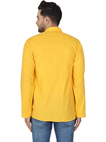 Image of AMAZON BRAND - ANARVA Men's Pure Cotton Solid Kurta Long Sleeves Band Collar Casual Shirt
