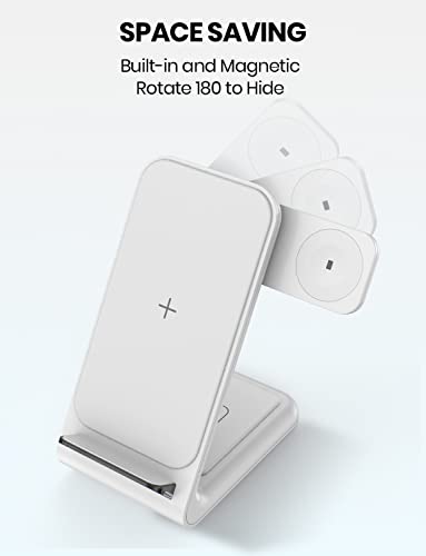 Image of Wireless Charging Station for Apple: 3 in 1 Wireless Charger Stand for iPhone 15 /14 /13 /12 /11 /X /8 /SE Series, Apple Watch 9 /Ultra /8 /7 /6 /SE /5 /4 /3 /2, AirPods 3 /2 /Pro /Pro 2