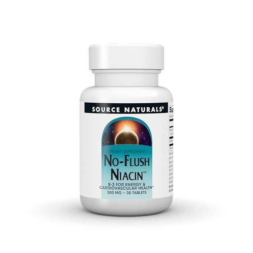 Source Naturals No-Flush Niacin, B-3 for Energy & Cardiovascular Health* - 500 mg - 30 VegetarianTablets
