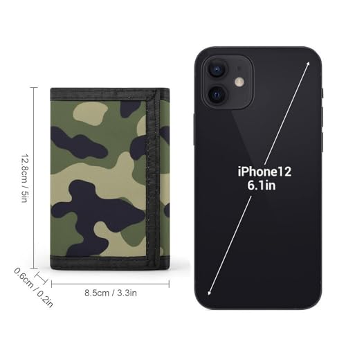 Men's Trifold Wallet Green Camo Army Camouflage 3D Print Stylish Polyester Coin Purse With ID Credit Card Slots And Key Ring Slim Cards Holder for Women2