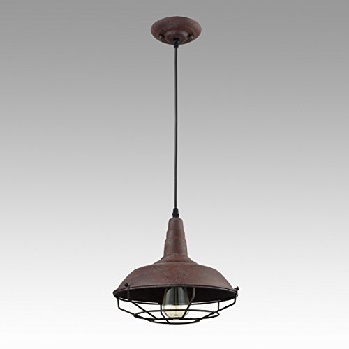 Daycent Industrial Nautical Metal Wire Caged Barn Pendant Light Fixture Kitchen Island Lighting, Rust Finish #TOP5