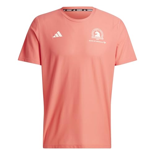 Adidas Mens Boston Marathon 2024 Own The Run T-Shirt Preloved Scarlet Large