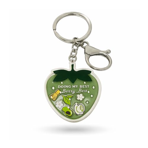 ILIEMOC Funny Doing My Berry Best Keychain Cute Strawberry Charm with Moving Pieces Gift for Women Girls