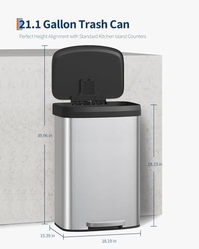 Caneca de basura de acero inoxidable de 80 L con tapa miniatura 6