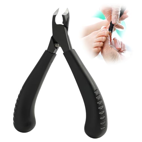 Alicates Cortauñas Profesionales para Uñas Encarnadas y Gruesas, Hoja Recta en Acero Inoxidable, Herramienta de Pedicura de Precisión para Podología, Mango Ergonómico de Silicona (Negro)