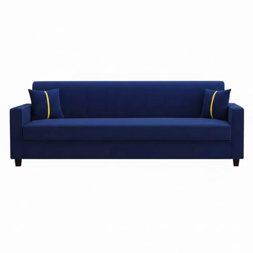 Image of FURNY Cosmos 5 Seater Fabric 3+2 Sofa Set (Dark Blue) Premium Velvet Finish | Durable Comfort | Ideal for Living Room