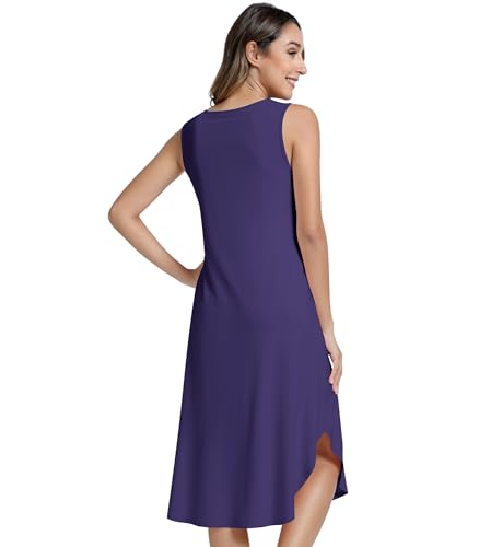 Image of NACHILA Women's Nightgowns-Viscose Made from Bamboo,Sleeveless Tank Night Gown Crew Neck Sleep Dress Cool Sleepshirts
