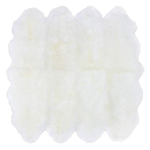 ムートンラグ 天然 オーストラリア産 長毛 8匹物 ラグ アイボリー 180×180cm 洗える 日本製 NF008IV