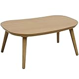 [山善] こたつ テーブル ビーンズ型 90×60cm 一人暮らし リビングテーブル ローテーブル 中間入切スイッチ ナチュラルブラウン WBT-9060(AN) [メーカー保証1年]