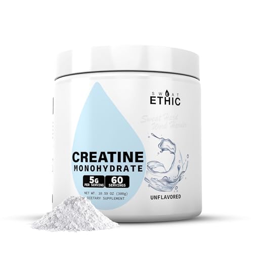 Sweat Ethic Creatine Monohydrate, 5 G Creatine Per Serving, Unfla...