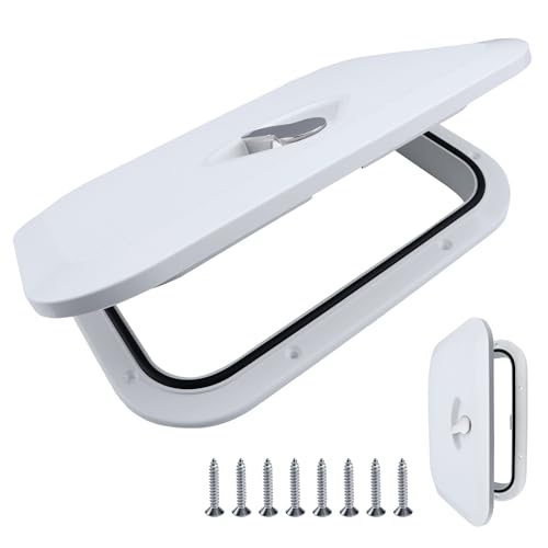 SHENGHUISS Marine Boat Hatch Marine Hatch with 316 Stainless Steel Handle Latch Boat Deck Access Hatch & Lid with Non Slip Surface for John Yacht Sailboat Bass (W-10.6 X14.8)