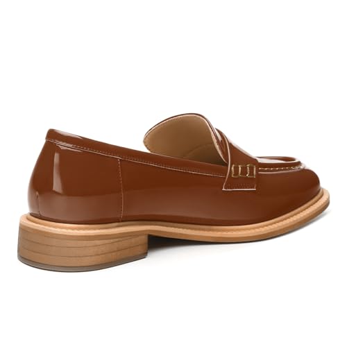 Image of JUSTDANNI Loafers for Women Slip On Shoes with Round Toe 1.2-Inch Low Chunky Block Heel Patent Comfortable Casual Dress Pump Shoes for Wedding Party Work Shopping Dating
