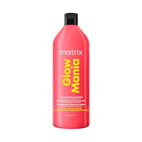 Matrix Glow Mania Conditioner - Enhances Shine, Preserves and Protects Color Vibrancy, For Dull and Color-Treated Hair, Sulfate-Free, With Glycolic Acid & Rosehip Oil