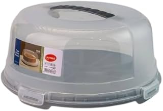 حافظة طعام دائرية لحفظ الكيك، مصنوعة من البلاستيك، بغطاء محكم الغلق