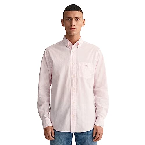 GANT Herren Reg Poplin Stripe Shirt Klassisches Hemd, Light Pink, L EU – Ansicht 1