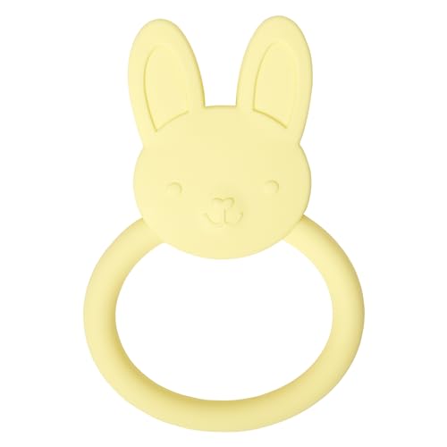 Image of C.R. Gibson BPA-Free Silicone Baby Teether, 4.25 inch x 3 inch, Bunny | 100% food-grade, Easy-grip ring, Raised texture, Lightweight, Supports sensory exploration