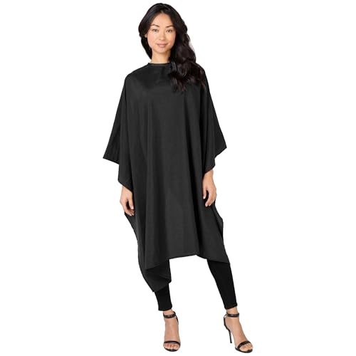 Betty Dain Lightweight Crinkle Nylon Hair Cutting/Styling Cape Water Resistant Machine Washable Lightweight Nylon Repels Hair Snap Closure at Neck Generous 54 x 60 inch Size Black
