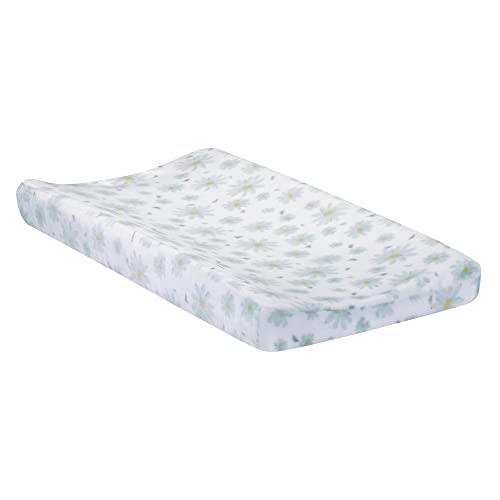 Image of Lambs & Ivy Sweet Daisy White/Blue Flowers Changing Pad Cover