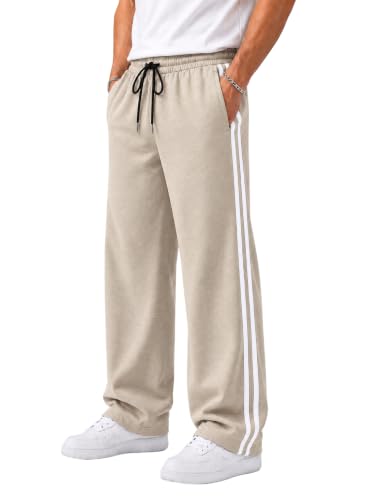Image of ENDEAVOUR WEAR Men's Baggy Striped Relaxed Oversized Fit Track Pants | Cotton Rich Fabric | Straight Loose Fit Non-Cuffed | Gym, Streetwear & Casual Comfort Track Pants Lounge Pants