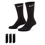 Nike Unisex's U NK EVERYDAY CUSH CREW 3PR Socks, Black/(White), L
