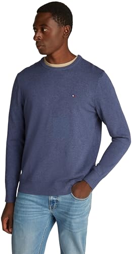 Tommy Hilfiger Essential SSNL Cotton Crew Neck MW0MW399999 Pull Pull Bleu Taille L, Bleu (bruyère de la mer Égée), L