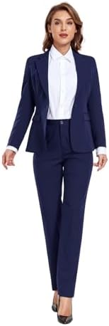Women&#39;s Suiting 2 Piece Lady Formal Solid Jacket Outfit Business Office One Button Blazer Pant Slim Fit Suit Set for Work