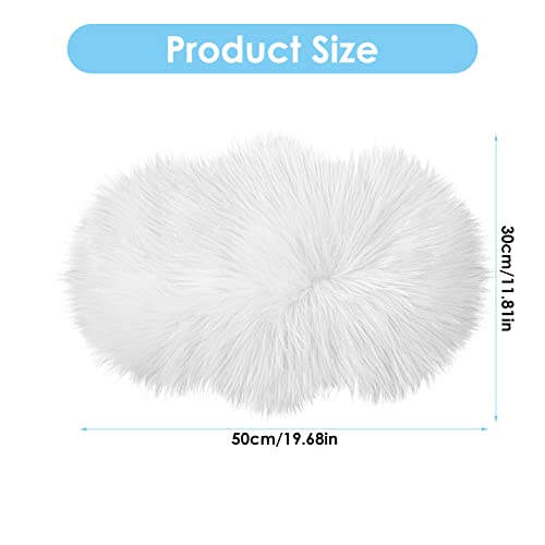 Molain Bench Cushion Fluffy Area Rug White Soft Faux Fur Bedroom Balcony Couch Reading Nook Cover Plush Mini Car Chair Seat Pad Hallway Fireplace Living Room Floor Decorations (50 cm Oval) - Image 2