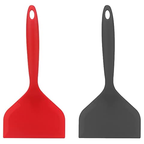 2 Pcs Nonstick Pancakes Shovel Non Stick Heat Resistance Food Grade Silicone Wide Turner Fried Flexible Turner for Omelettes Fish Pancakes Pizza Crepes Brownies and More Cover