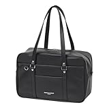 [オリーブ デ オリーブ スクール] スクールバッグ 合皮 タブレットPC用クッションポケット 19L 黒 刺繍(パープル） バッグ トートバッグ 通学 レディース 学生 肩掛け 高校生 中学生 革 A4 底鋲 2K30064-09