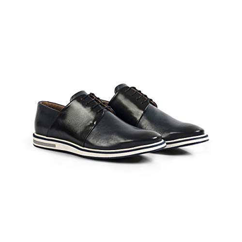 Sapato Casual Masculino Derby Couro Mestiço Reverso - 1100 - Blue Cor:Azul;Tamanho:41