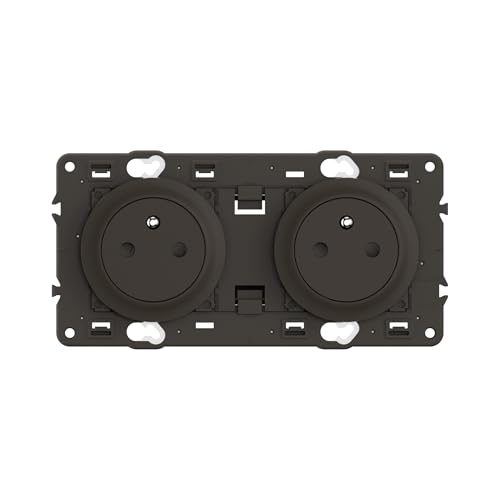 LEGRAND - Prise Electrique Double avec Terre Céliane Surface Confort - Prise Affleurante avec Socle Rétractable - Noir - A compléter avec une plaque