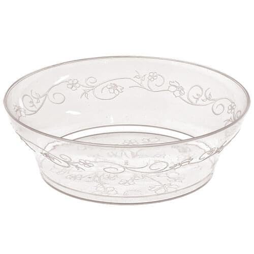 10oz Clear Round Plastic Bowl with Flowers and Vines Design – Disposable Small Serving Bowls for Parties, Catering, and Events – Durable Transparent Bowls for Desserts, Snacks, and Sides (40)