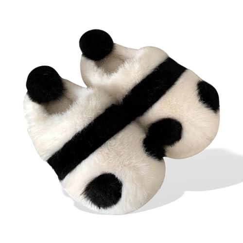 LilRoot Cute Panda Slippers for Winter Warm Fuzzy Animals Slippers Soft Fluffy Memory Foam Non-Slip Slippers for Women Grils Lounging Home