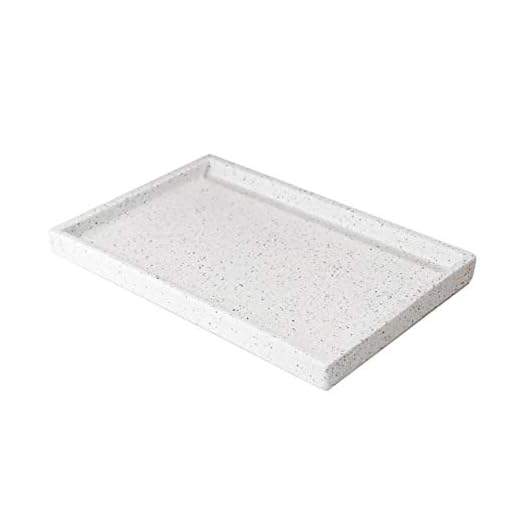 Bathroom Tray,Goporcelain Marble Tray for Bathroom Counter Decor Ceramic Perfume Organizer Vanity Tray for Dresser Jewelry Dish Key Plate Rectangle Marble Sink Trays Countertop Organizer Holder,Medium