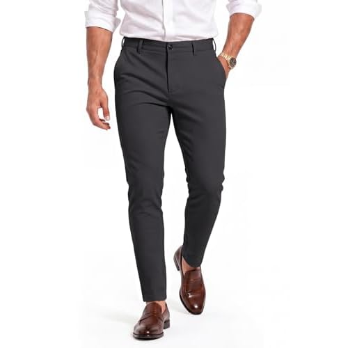 GINGTTO Mens Skinny Pants Tapered Leg Stretch Slim Fit Dress Pants for Men