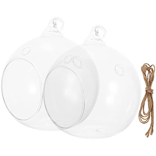 Yardwe Globe en Verre Suspendu Planteur d'air Terrarium Vase avec Élingue 2 Pièces 15Cm Support Mural Vase À Fleur pour La Propagation des Plantes Hydroponiques Plantes À Air