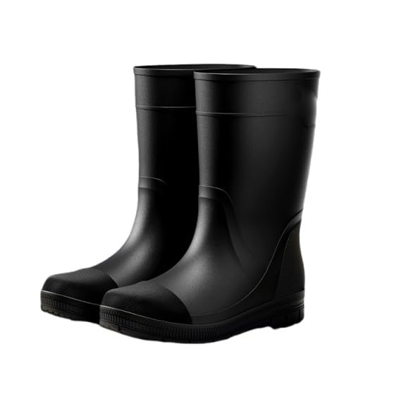 Botas De Lluvia De Goma Impermeables Antideslizantes Ligeras Y Duraderas hasta Media Pantorrilla para Hombre, Botas De Jardín para Trabajo Al Aire Libre De PVC, Cómodas Y Resistentes(Black,43 EU)