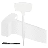 100 Pcs Plant Labels,T-Type 10.63inch Large Plastic Plant Tags Waterproof Plant Makers Nursery Garden Labels for Outdoor Indoor Plants Herbs Flowers Vegetable Potted Belt Marker Pen (White)
