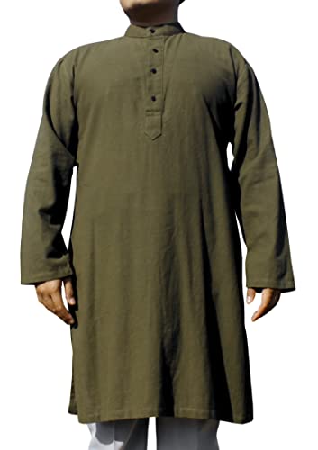 RaanPahMuang 100% Cotton Kurta Shirt Arab Style Long Jacket Tunic Chinese Collar