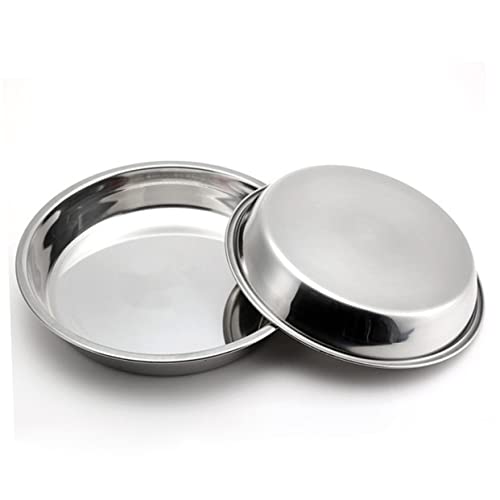 Gatuida Stainless Steel Non-magnetic Round Plate Portable Baking Dish for Fruits Cakes and Serving Easy to Clean for Use