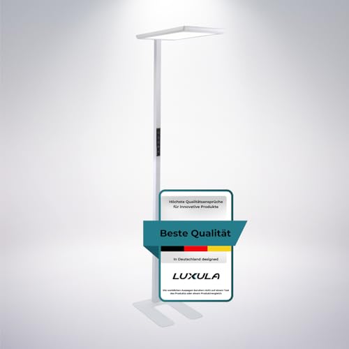 LUXULA LED Büro Stehleuchte, dimmbar, CRI>98 Vollspektrum, UGR<16 blendfrei, RG0 Blaulichtfilter, 4000K Neutralweiß, 2x 50W Uplight und Downlight, 7000lm, weiß - Arbeitsplatz Stehlampe Deckenfluter LUXULA LED Büro Stehleuchte, dimmbar, CRI>98 Vollspektrum, UGR<16 blendfrei, RG0 Blaulichtfilter, 4000K Neutralweiß, 2x 50W Uplight und Downlight, 7000lm, weiß - Arbeitsplatz Stehlampe Deckenfluter