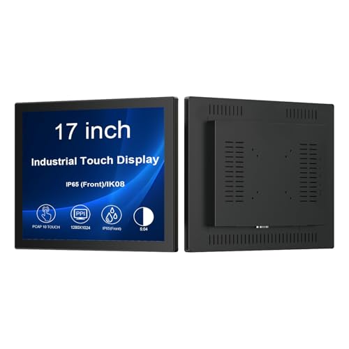 Image of VSDISPLAY 17'' 1280x1024 Industrial Touch Monitor IP65 Front Waterproof | IPS LCD Display,10-Point Capacitive Touch, with H /D VGA Interface for Industrial Outdoor Kiosk Use